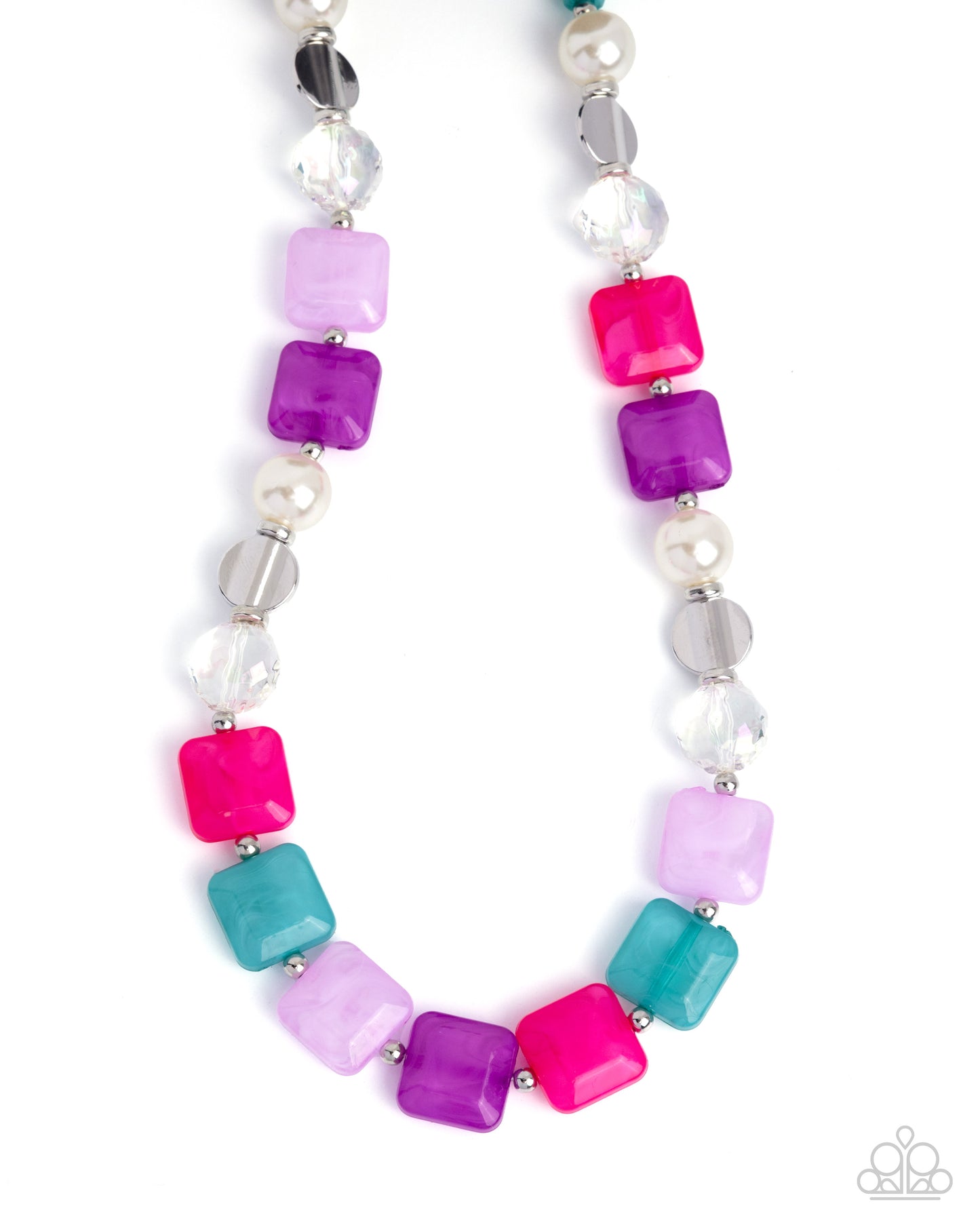 Continuous Cubes - Complete Look Necklace: "Capricious Cubes - Pink"