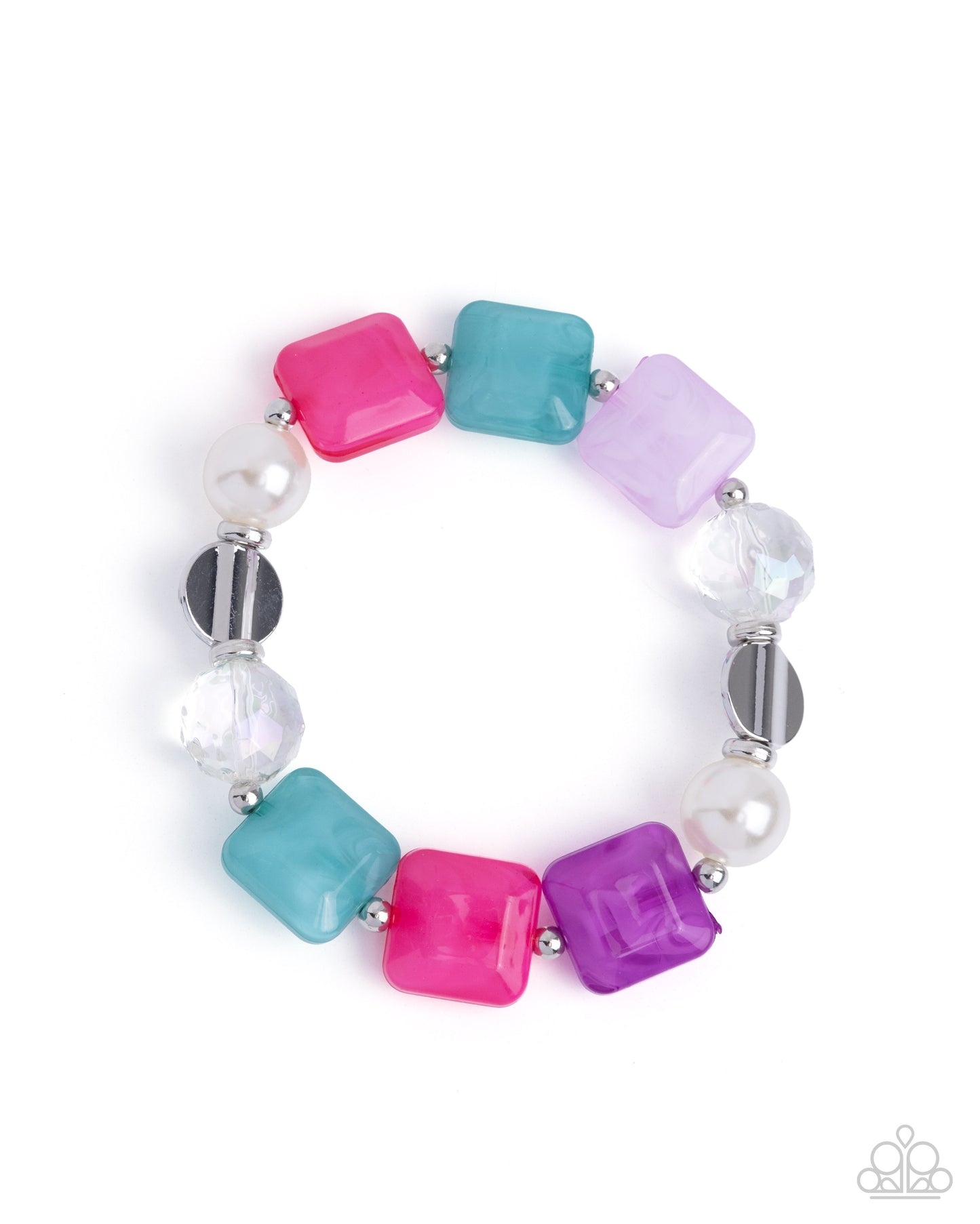 Continuous Cubes - Complete Look Necklace: "Capricious Cubes - Pink"