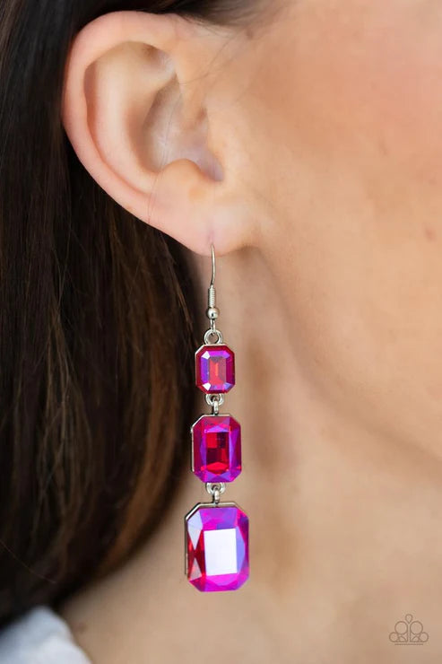 Paparazzi Earring ~ Cosmic Red Carpet - Pink