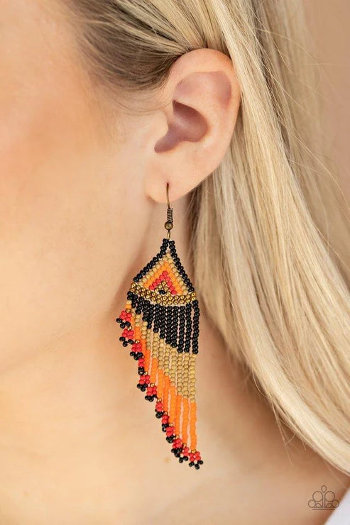 Paparazzi Earring ~ Rainbow Winds - Black