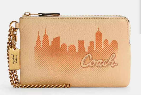 NWT, NYC Skyline Coach X  Jennifer Lopez Corner Zip Wristlet Wallet & keychain